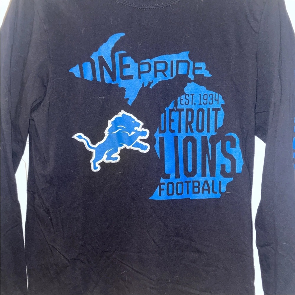 NFL Detroit Lions Shirt Mens S Black Football Lightweight Long Sleeve